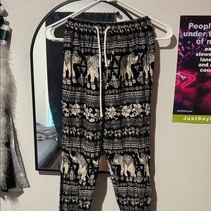 Black and White Elephant Print Pants